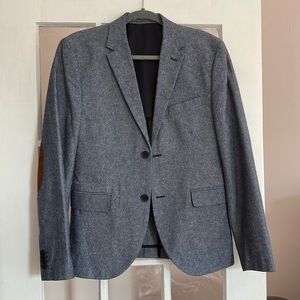 Blue Blazer with Elbow Pads - Slim Fit Sport Coat